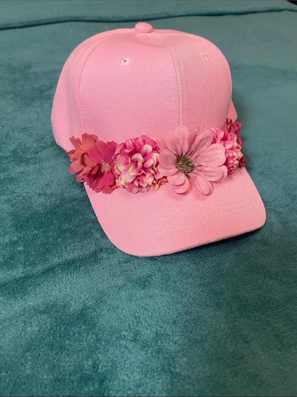 Pink Floral Flower Band Chic Trim Colorful Casual Baseball Cap